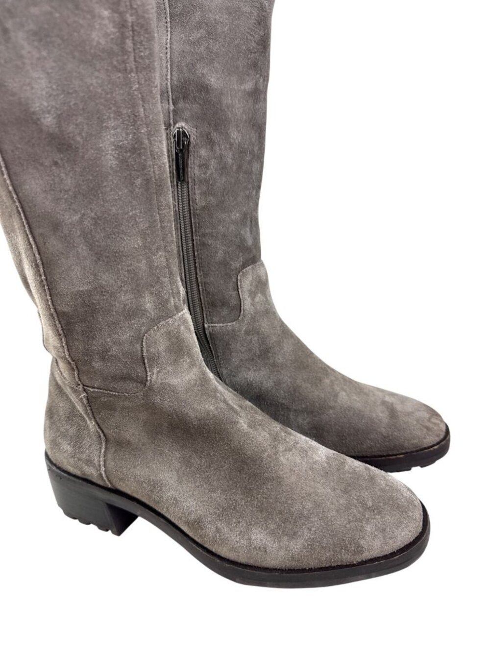 Vince Camuto Jorshie Suede Over The Knee Boots Gray Taupe Leather Sz 6M NWOB - Picture 2 of 9